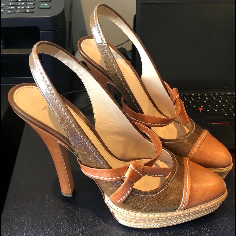 Prada Vitello Rovere sling backs